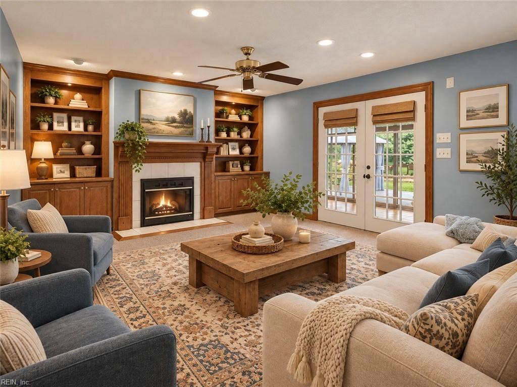 Family room with virtual staging