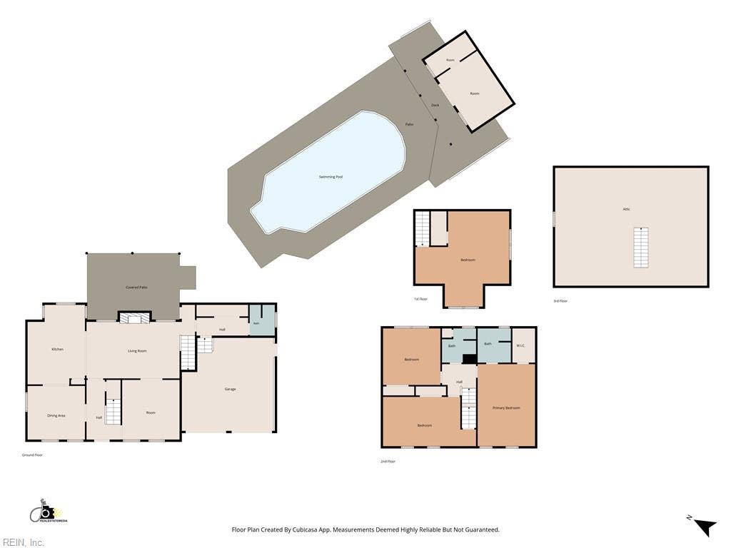 downstairs floor plan. Upstairs floor plan. Frog and pool/poolhouse floor plan.