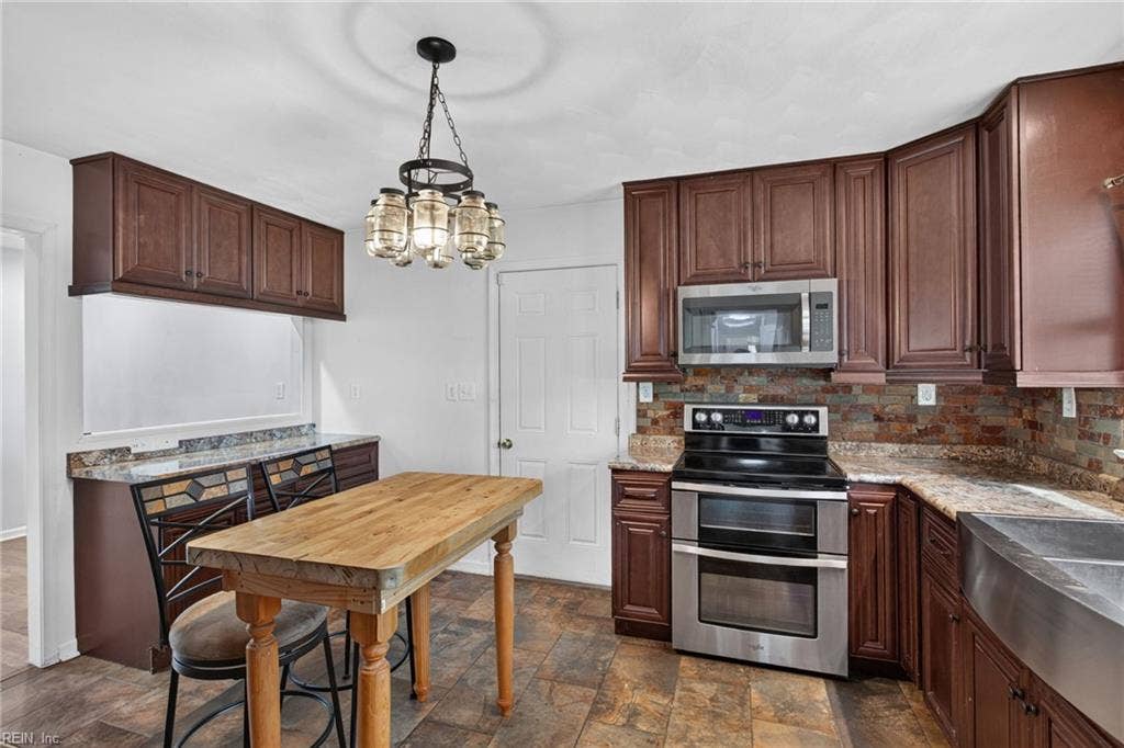 Center Island and Tiled Floor