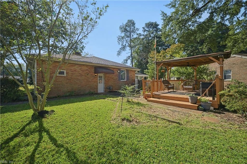 Gazebo/Deck with ceiling fan and electricity.