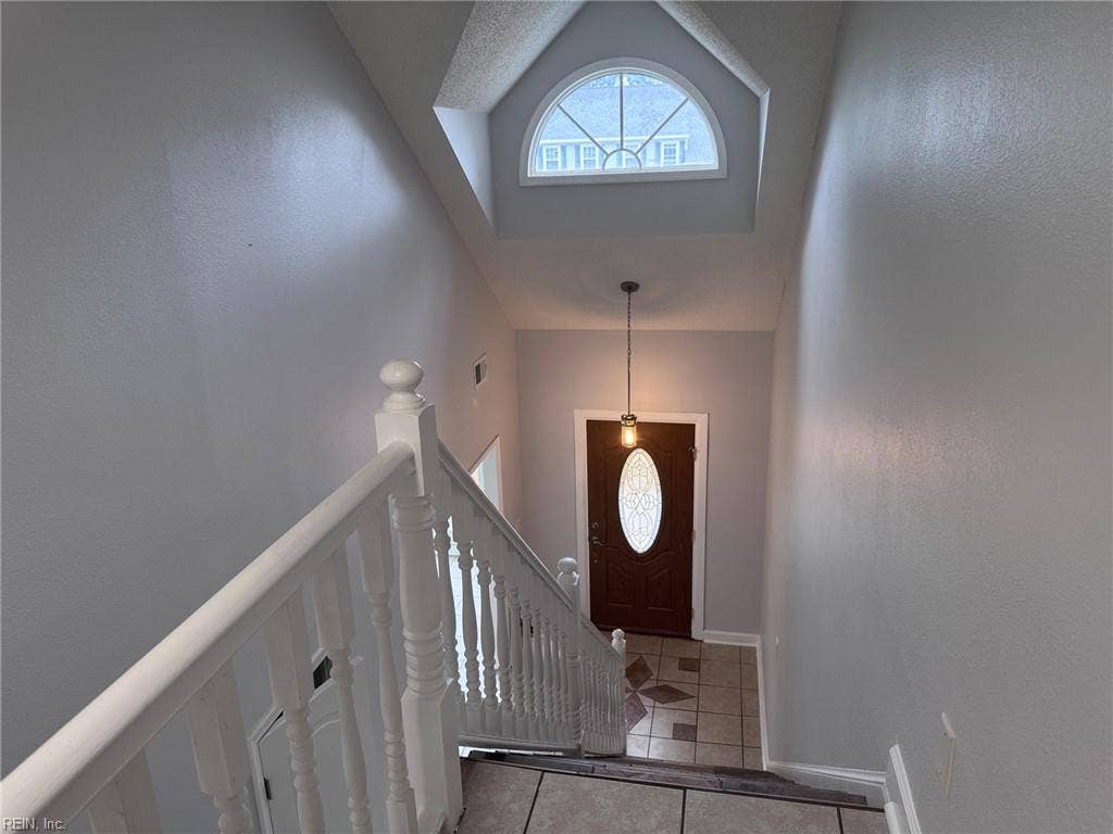 3024 Red Maple Lane, Lynnhaven Woods, Virginia Beach, VA 23452 Upstairs looking down at front entrance and foyer