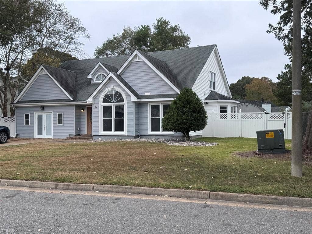3024 Red Maple Lane, Lynnhaven Woods, Virginia Beach, VA 23452 Exterior right front view showing vinyl privacy fence
