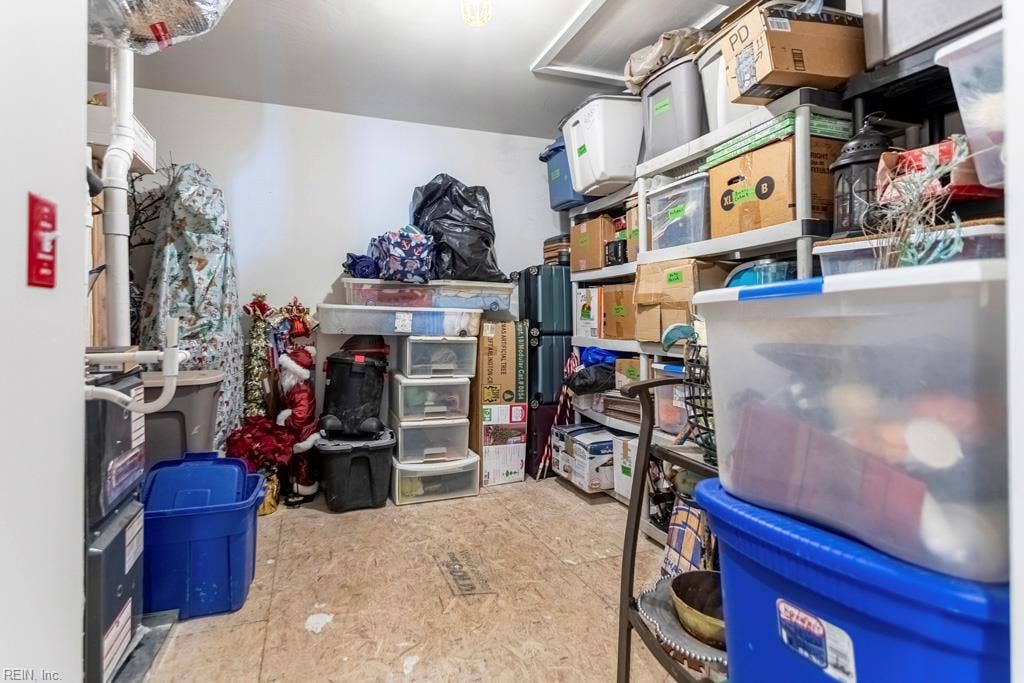 Walk in attic allows for climate controlled storage without ladders!