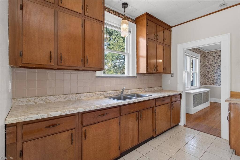 Pass through kitchen looking toward formal dining room