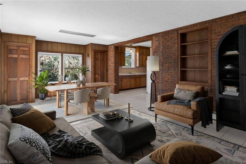 Family room and breakfast nook virtually staged