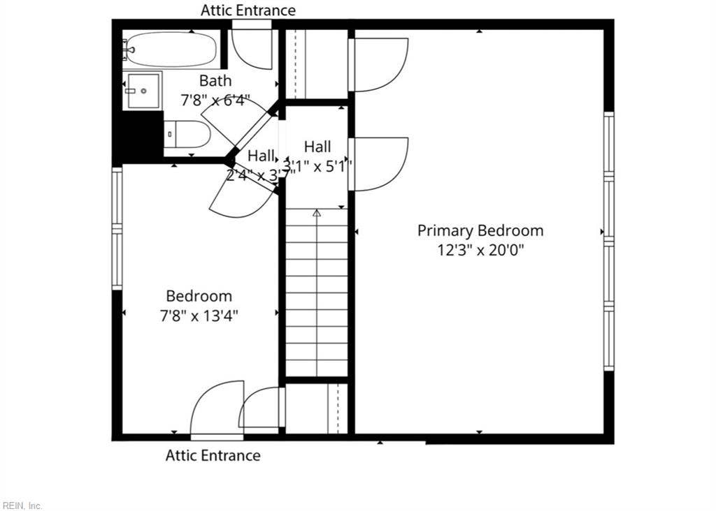 Second floor with primary bedroom and fourth bedroom
