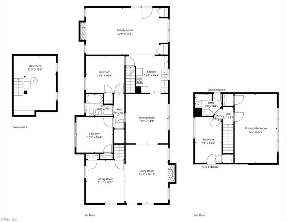 Three floors; 2075 SF of living space plus almost 200 SF in basement