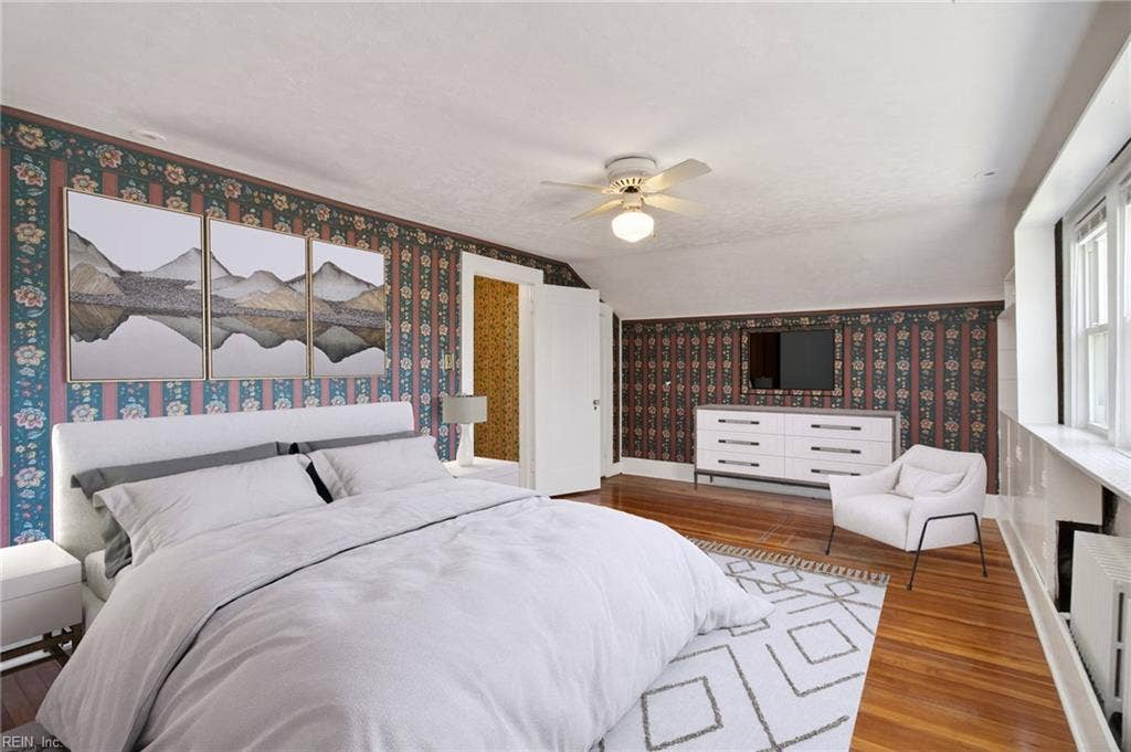 Primary bedroom virtually staged