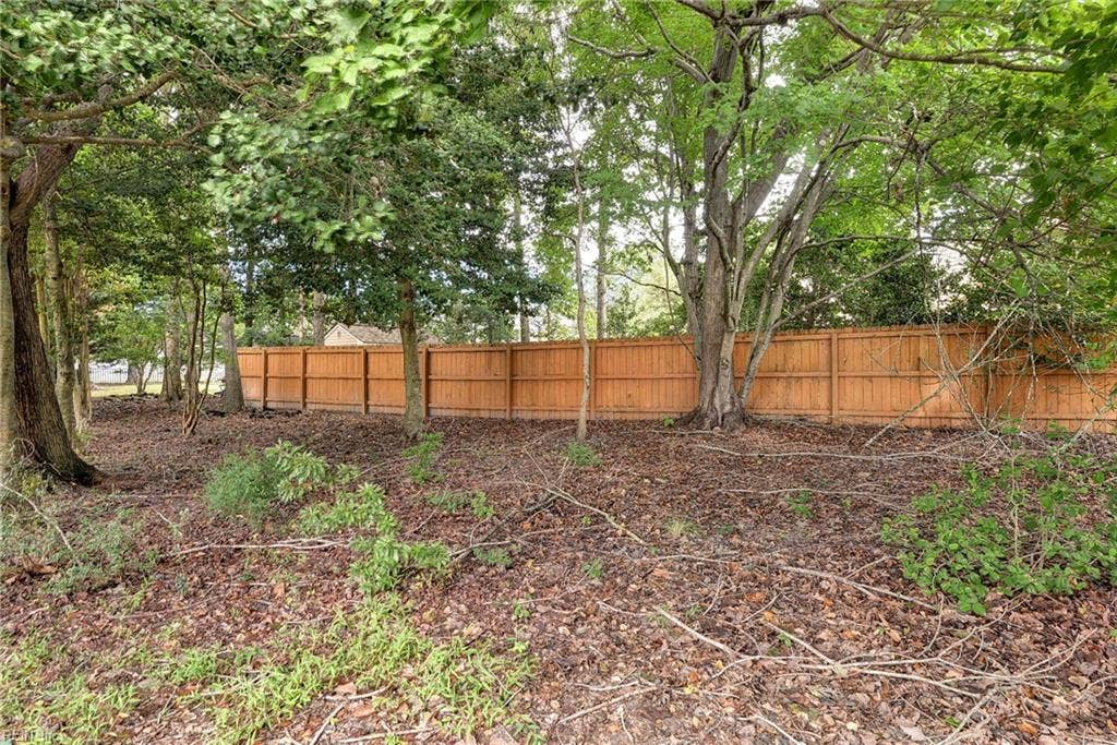 Partially wooded back yard