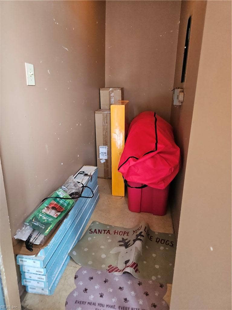 Interior of good size storage closet off the balcony
