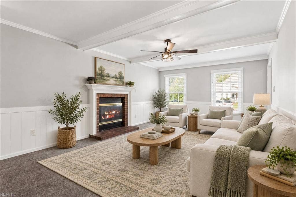Virtually staged living room