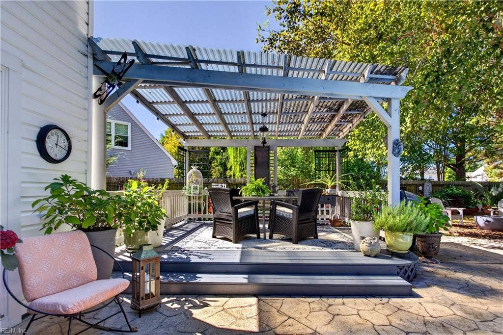 1 of 2 designated pergola sitting areas