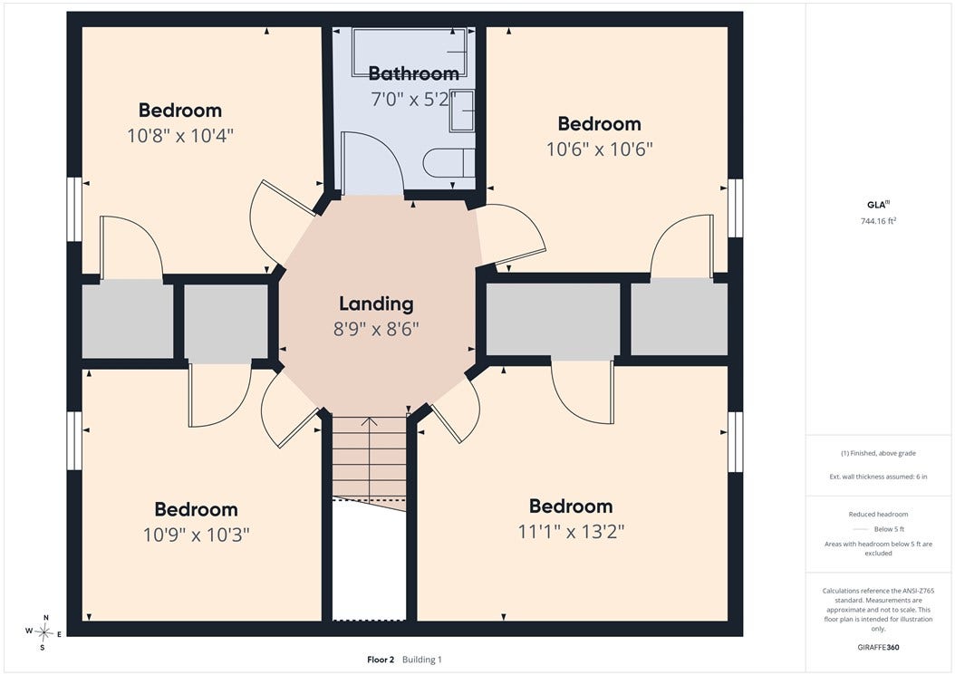 36 Bellevue Avenue, North Smithfield, RI 02896 Second-floor floor plan featuring four bedrooms, a full bathroom, and central landing space, creating a practical layout for additional bedrooms, guests, or home office needs.
