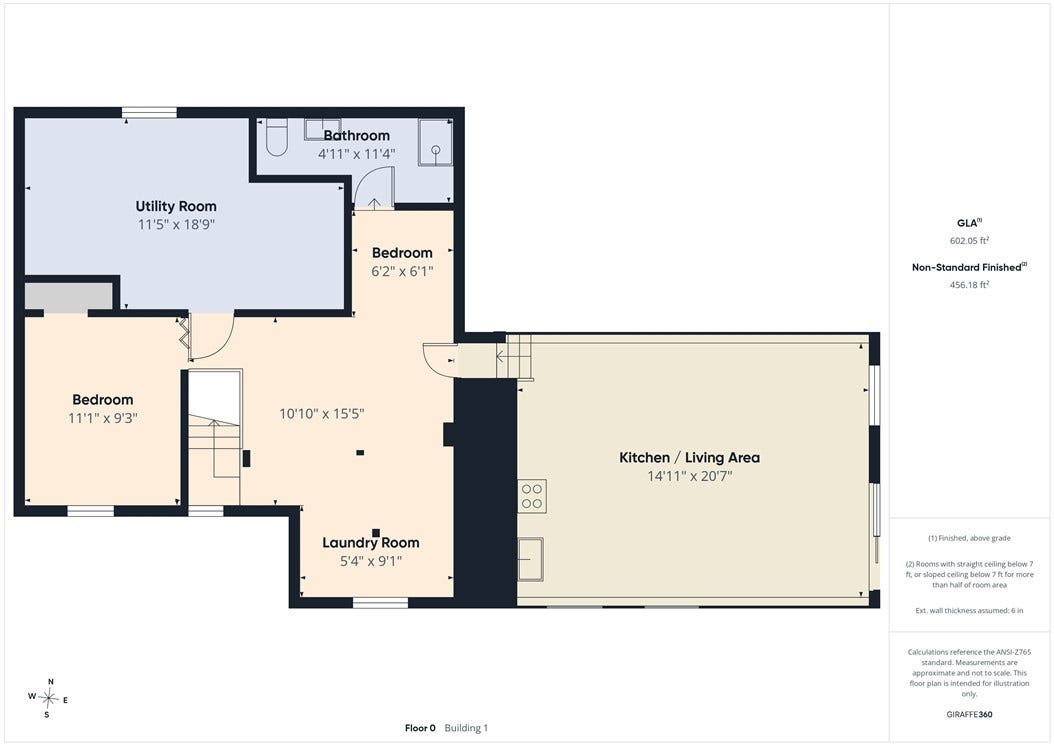 36 Bellevue Avenue, North Smithfield, RI 02896 Lower-level layout showing the in-law living area with kitchen/living space, full bathroom, laundry room, utility room, and additional finished rooms at 36 Bellevue Avenue.