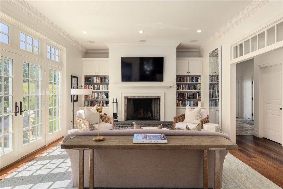 Wood fireplace- TV.