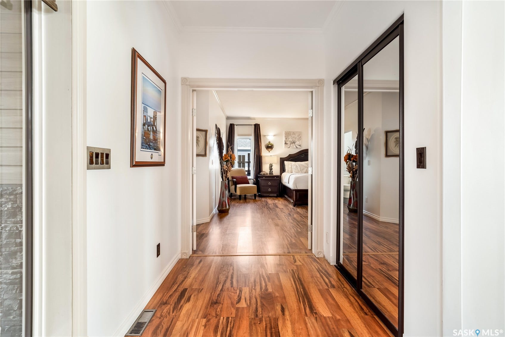 Spacious hallways leading to bedroom