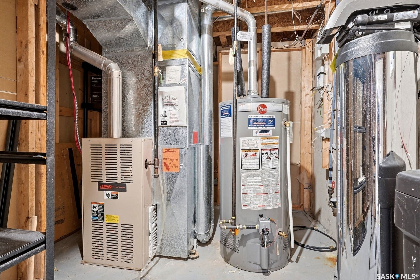 Furnace, water heater, and water softener system