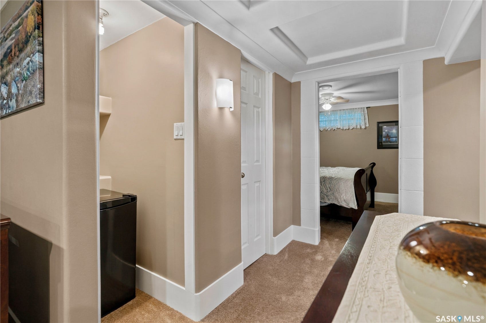 hallway from living room to bedroom and bathroom