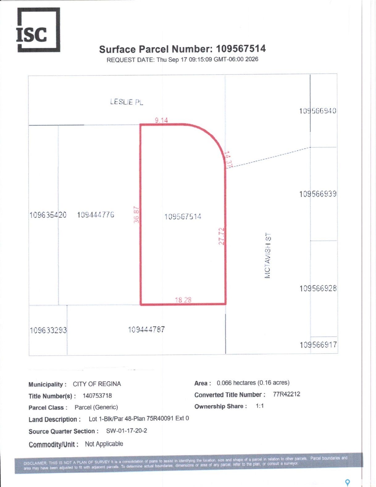 Surface Parcel Map. Detailing the boundaries and identifying characteristics of the property