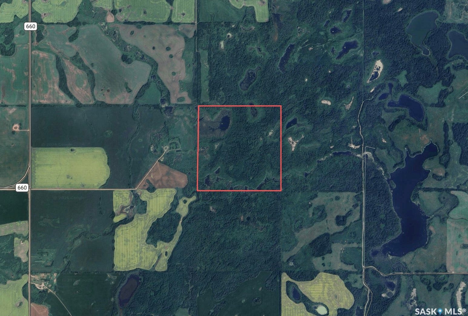 Satellite Imagery. Overview of the property, with roads and surrounding land features visible