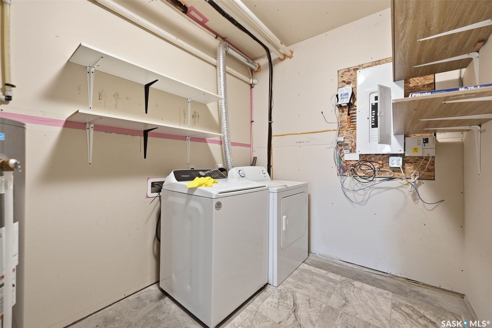 Built-in shelving for storage