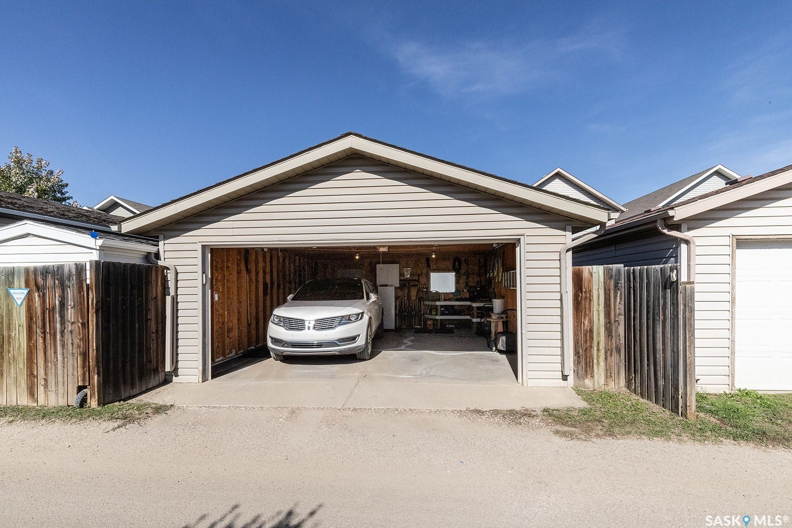 Alley access to the detached double garage