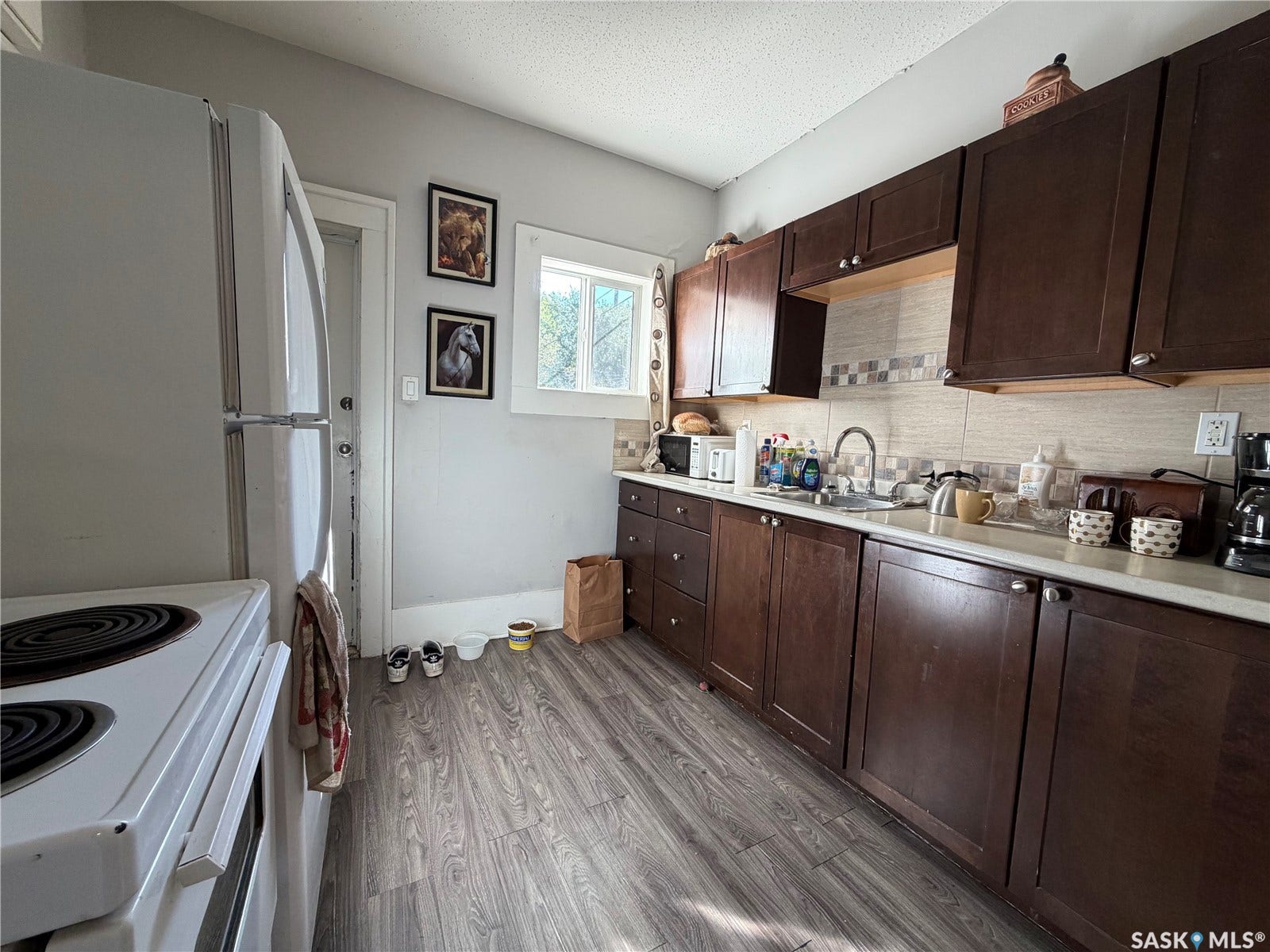 kitchen with dark cabinets