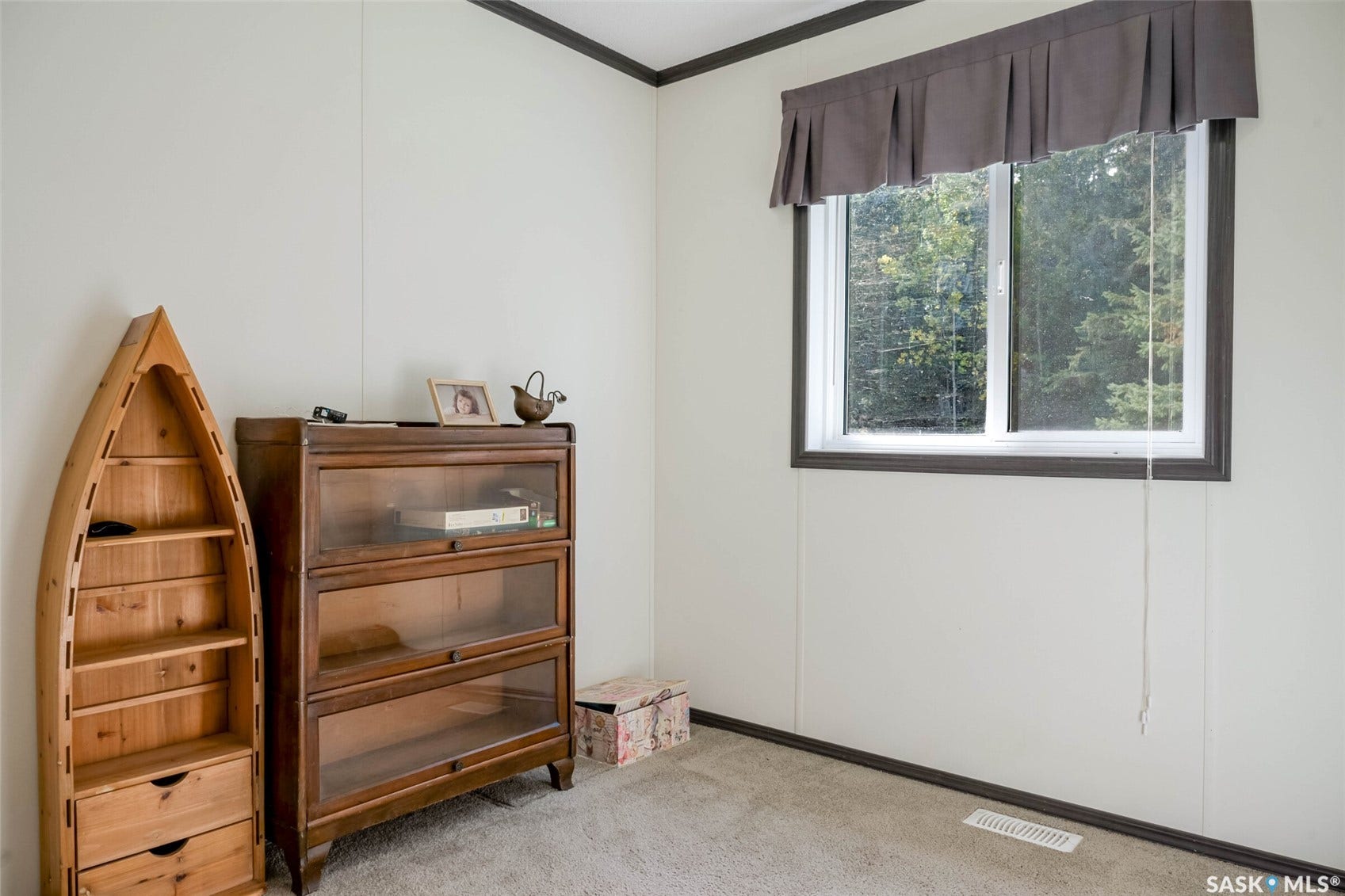 Window with dark trim
