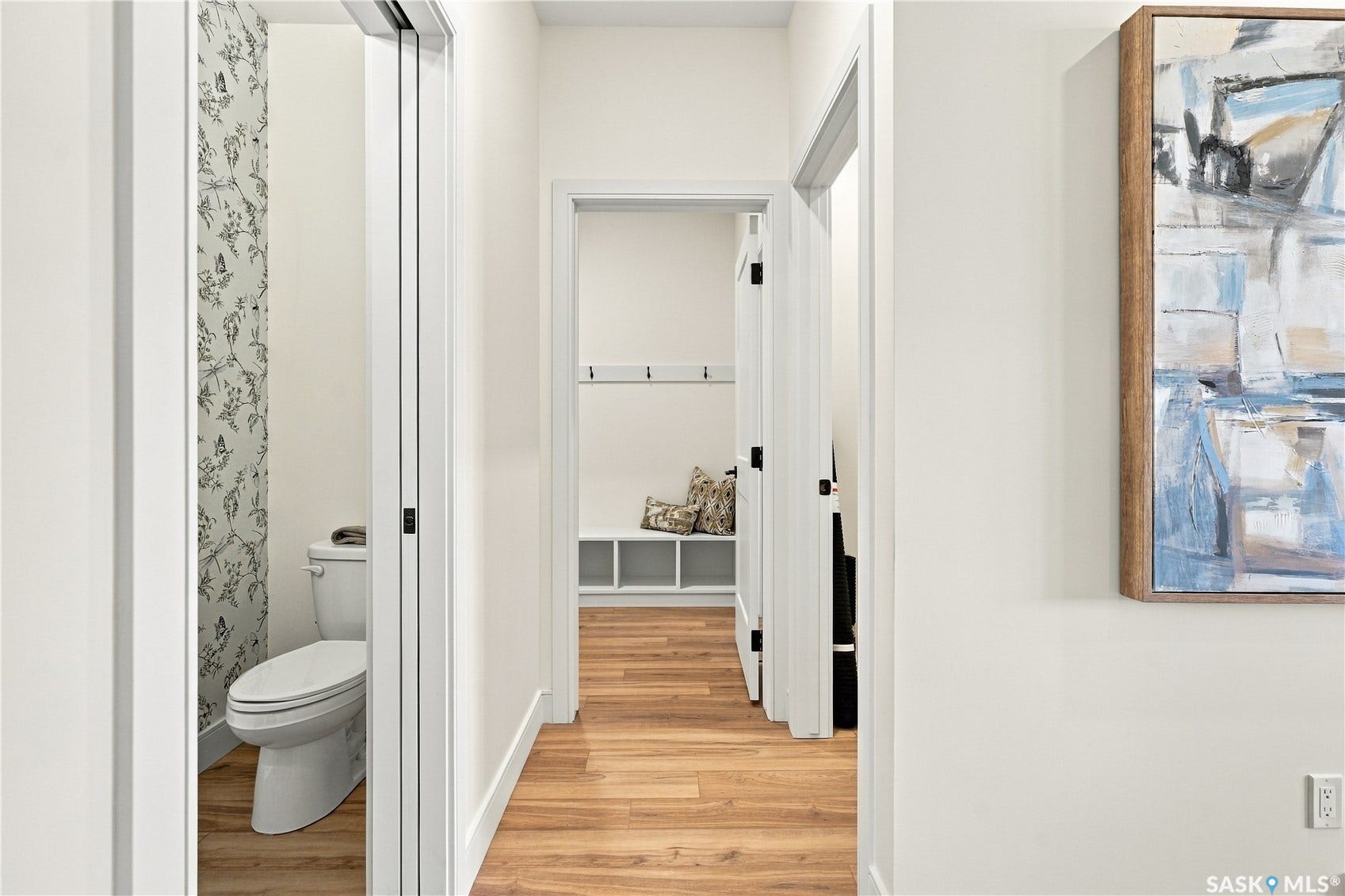 Wood-finish flooring throughout