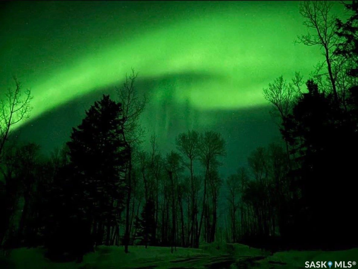 Imagine, this is your backyard. Your own show of Aurora Borealis (Northern Lights) dancing in the sky!