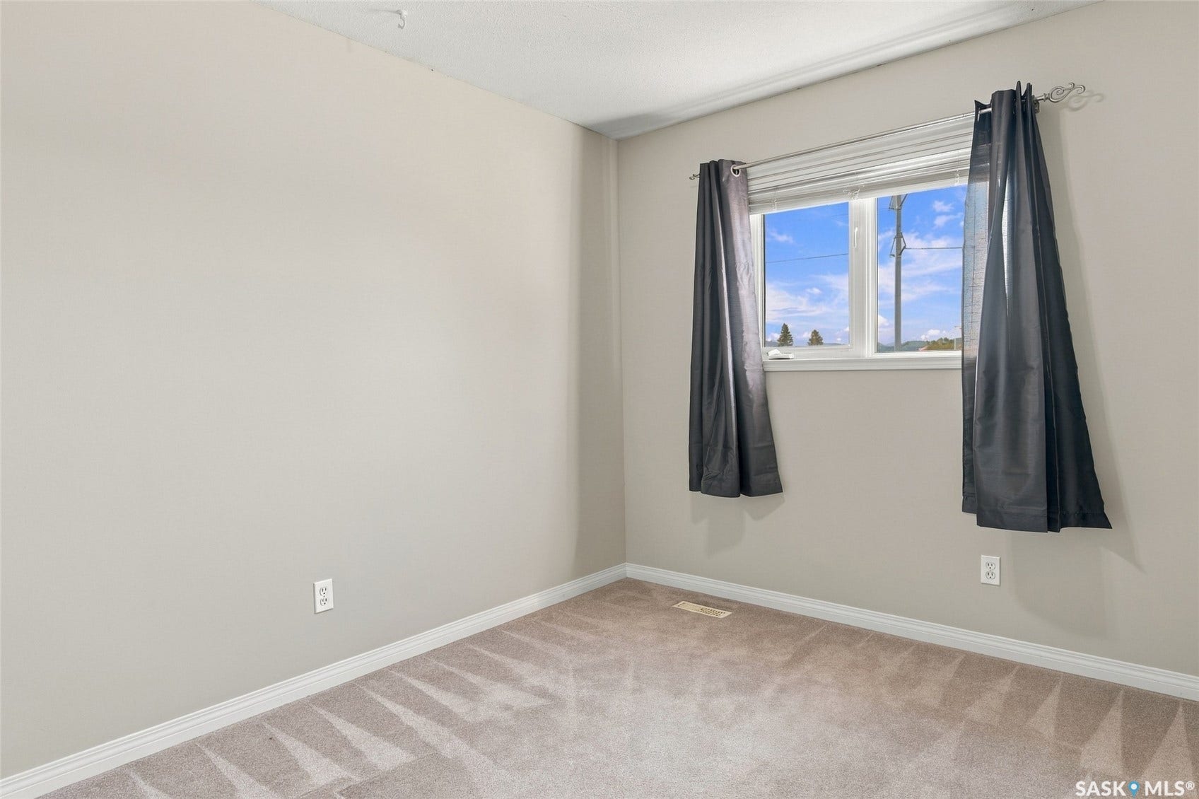 Neutral-toned carpet flooring with white trim
