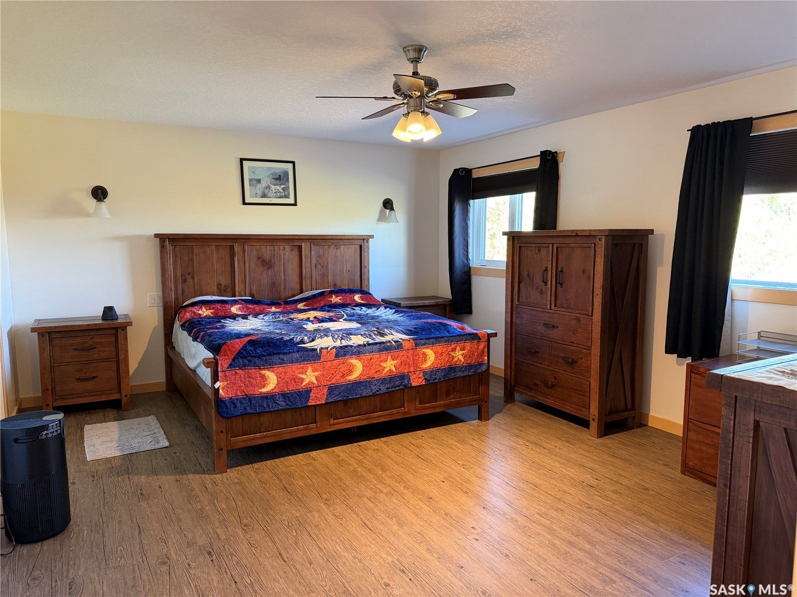 Wood-finish flooring with light-toned walls