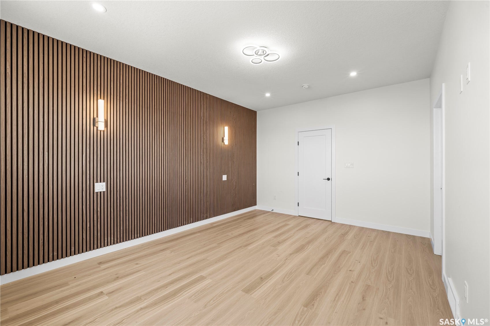 Wood-finish flooring with recessed lighting