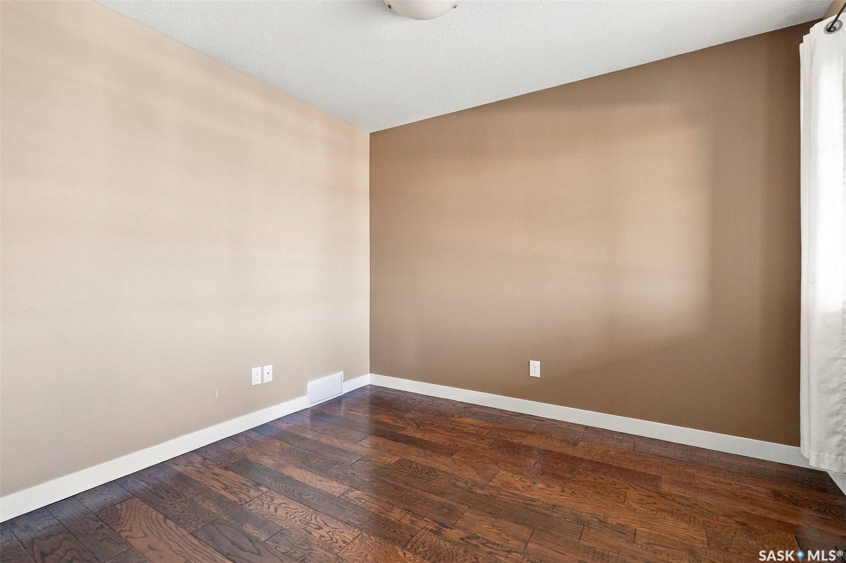Wood-finish flooring with white trim