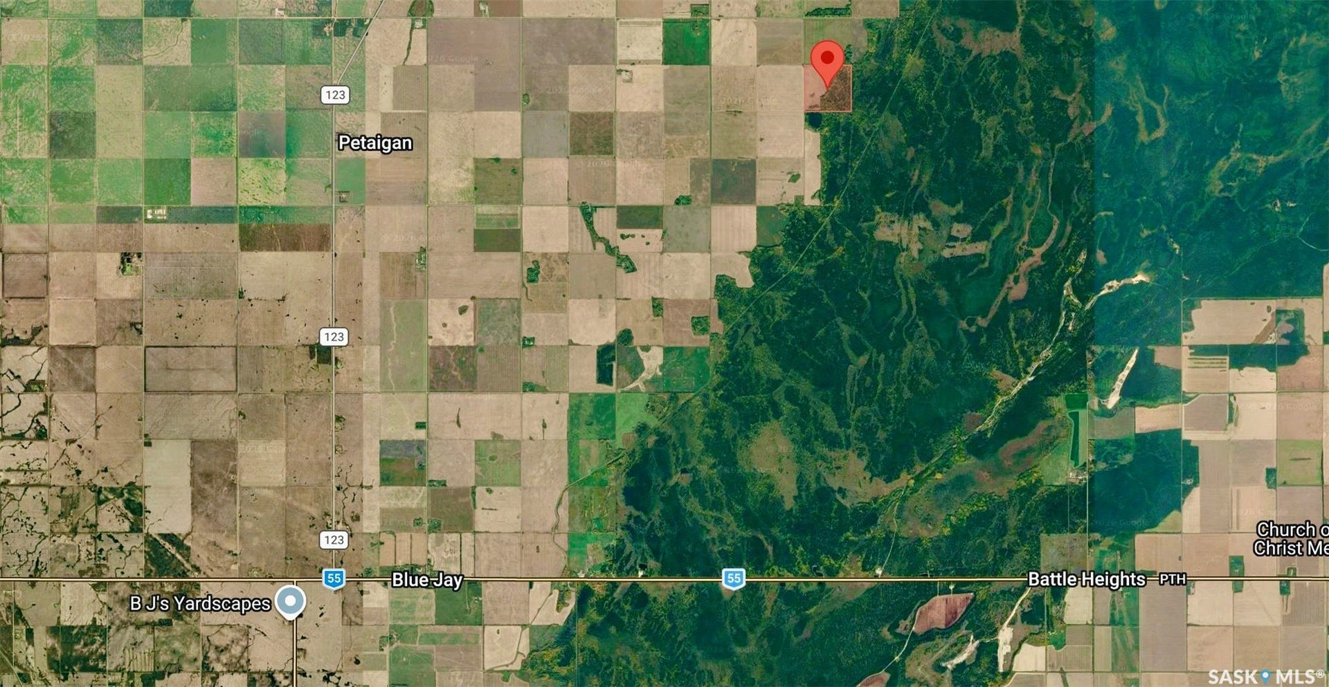 Satellite Map. Indicating the geographic location of the property within a larger area