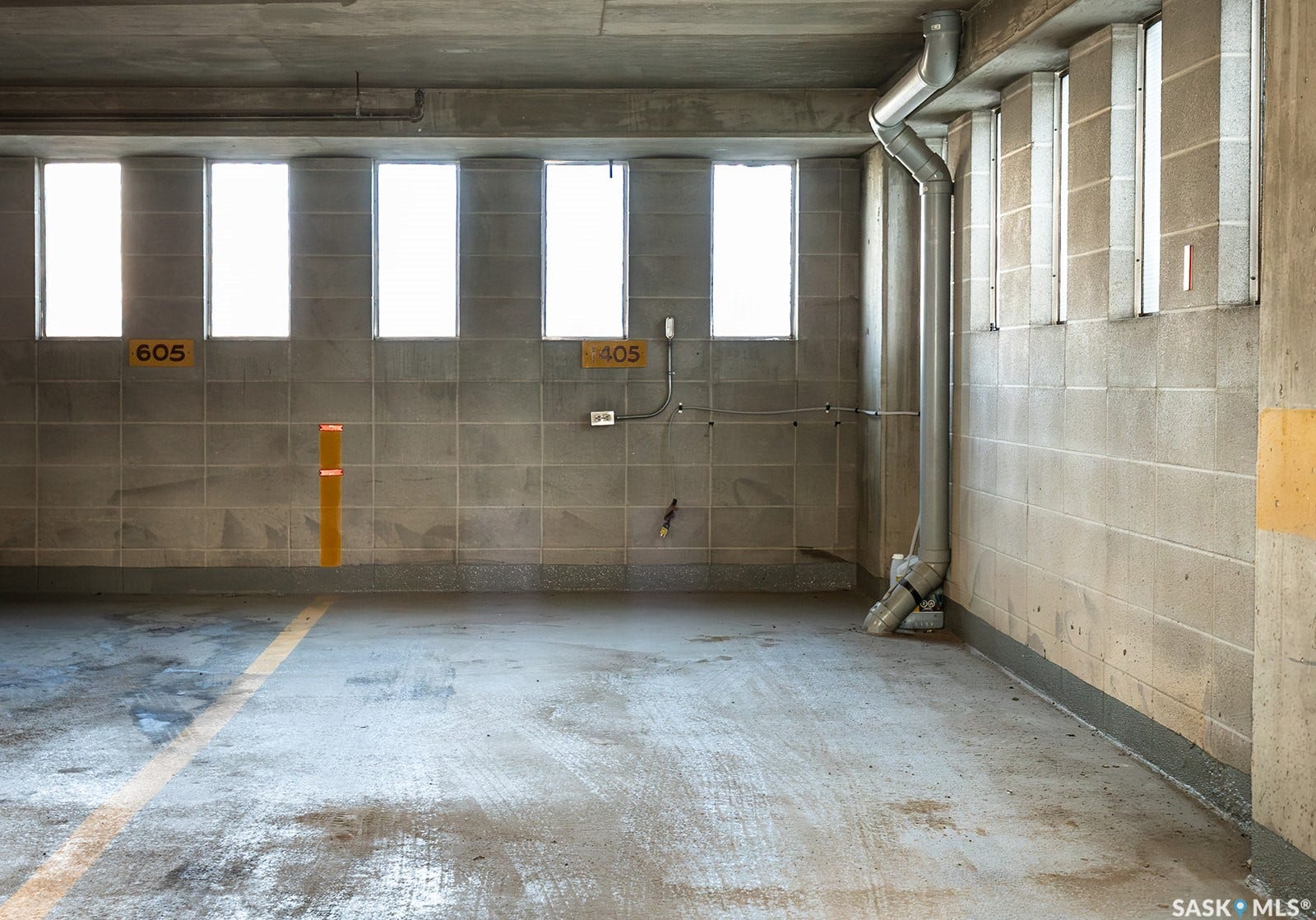 Designated parking stall in underground parking area