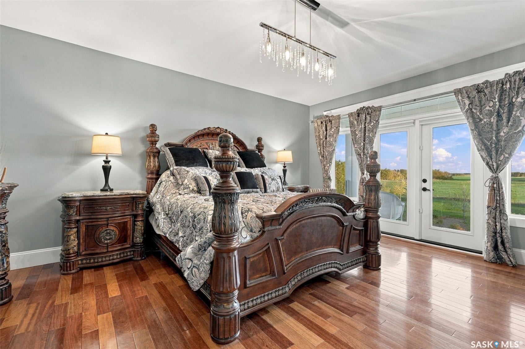 Hardwood flooring and light gray walls