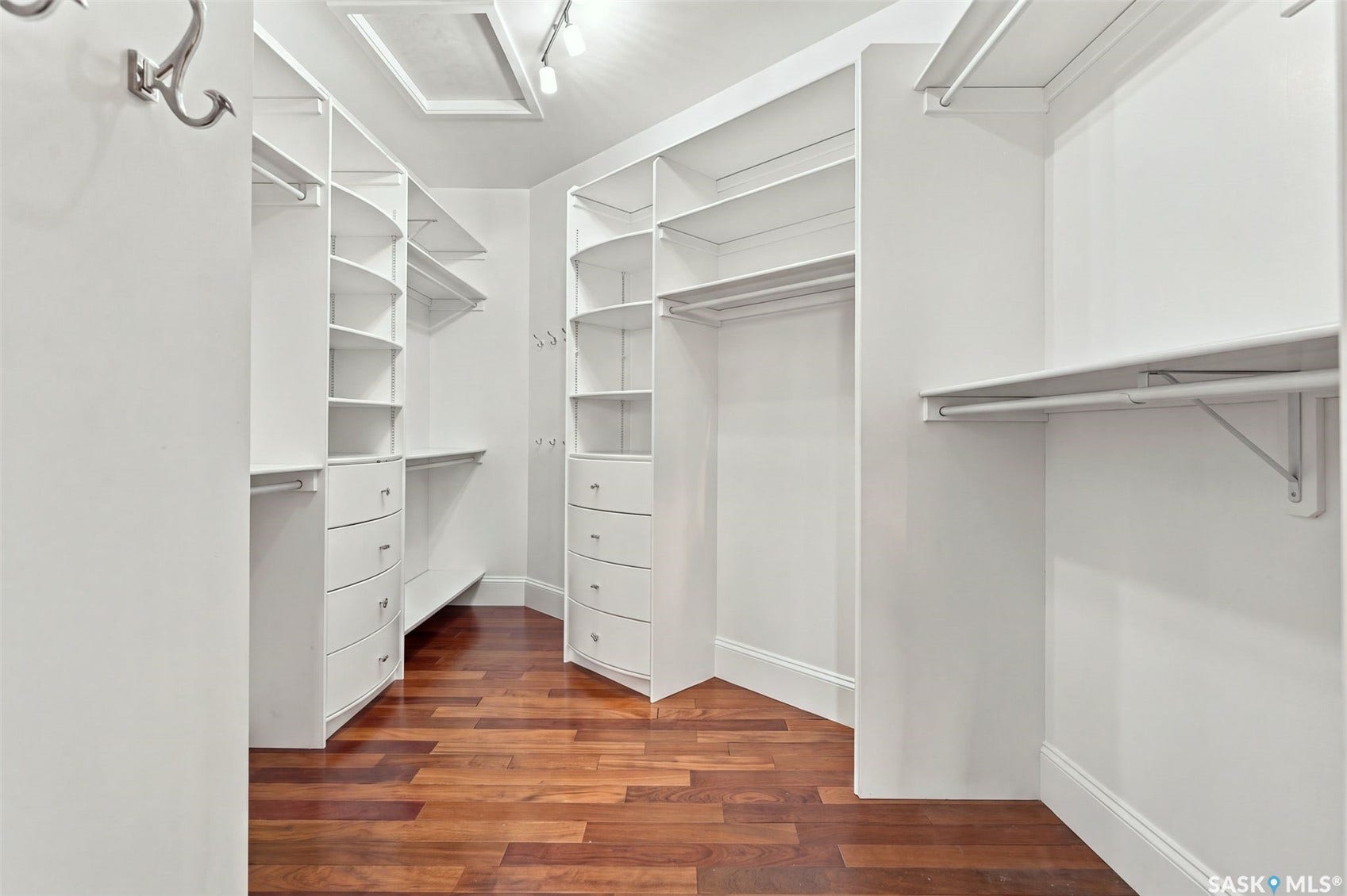 Customizable built-in storage with shelves and drawers
