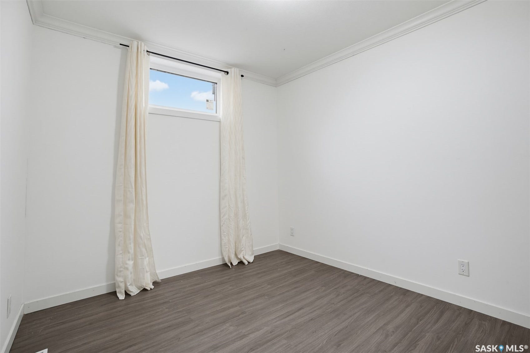 Crown molding and wood-finish flooring