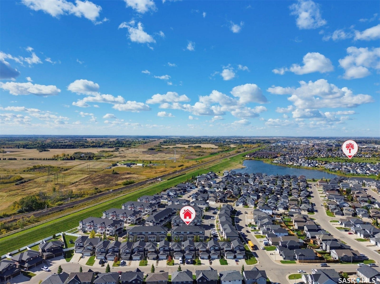 Residential development with single-family homes and townhouses