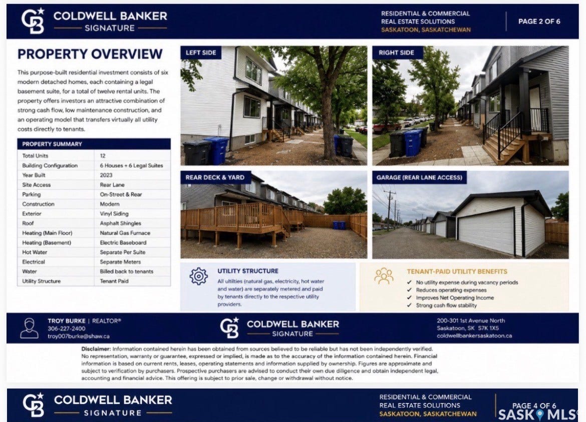 Property Overview document. Displaying general property details, a property summary, and images of the property's exterior, along with utility and tenant-paid benefit information