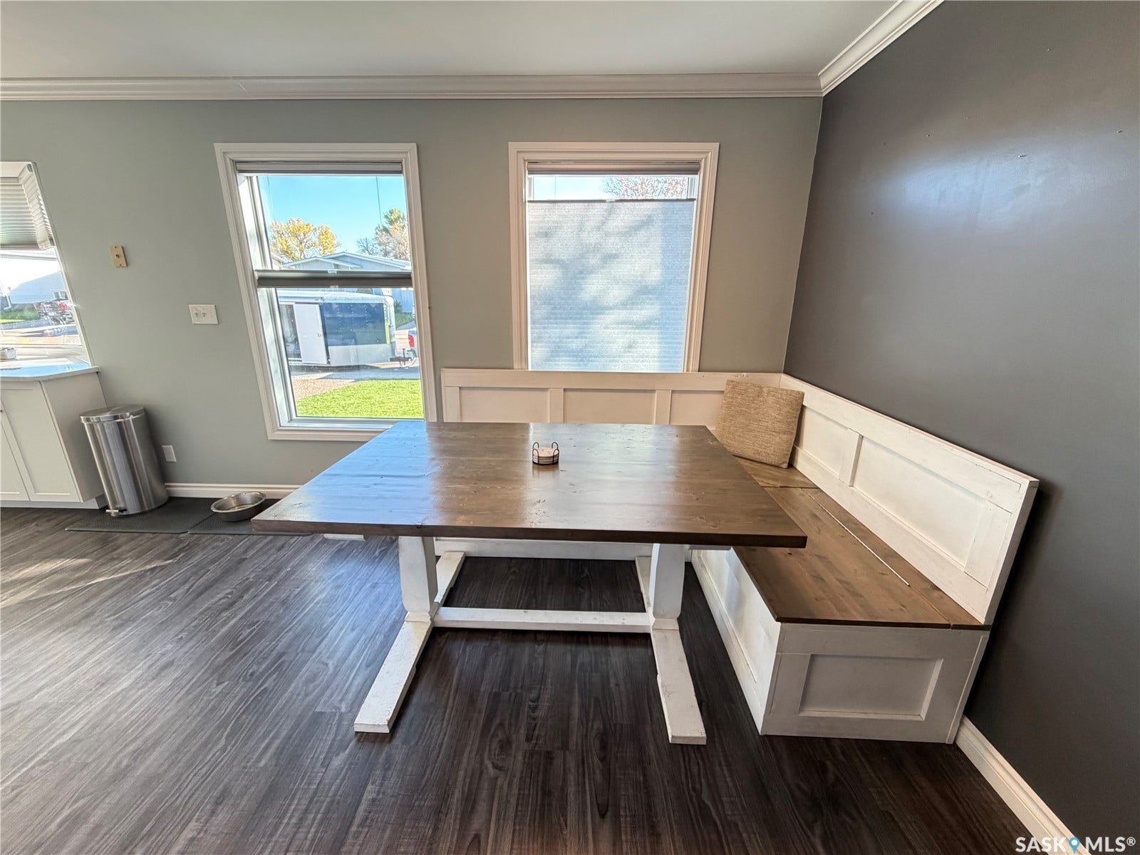 Built-in bench seating with paneling