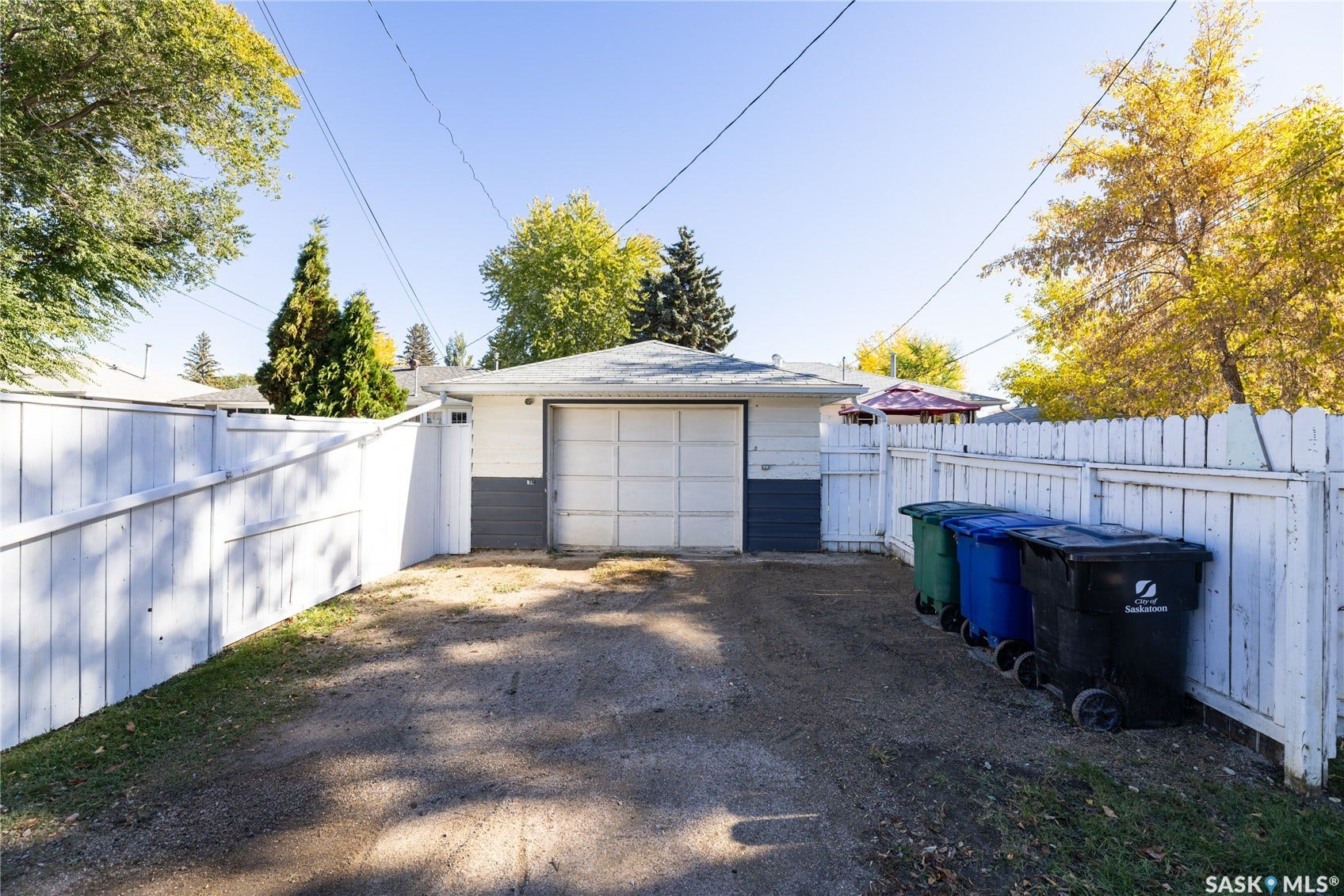 Detached garage with a paneled door