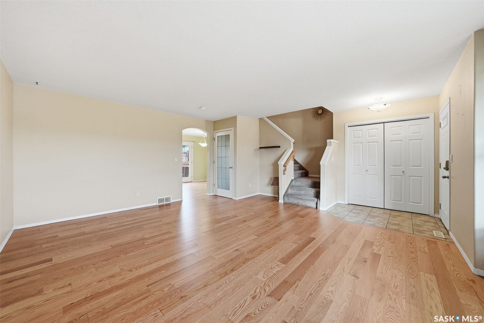 Hardwood flooring throughout the main living area