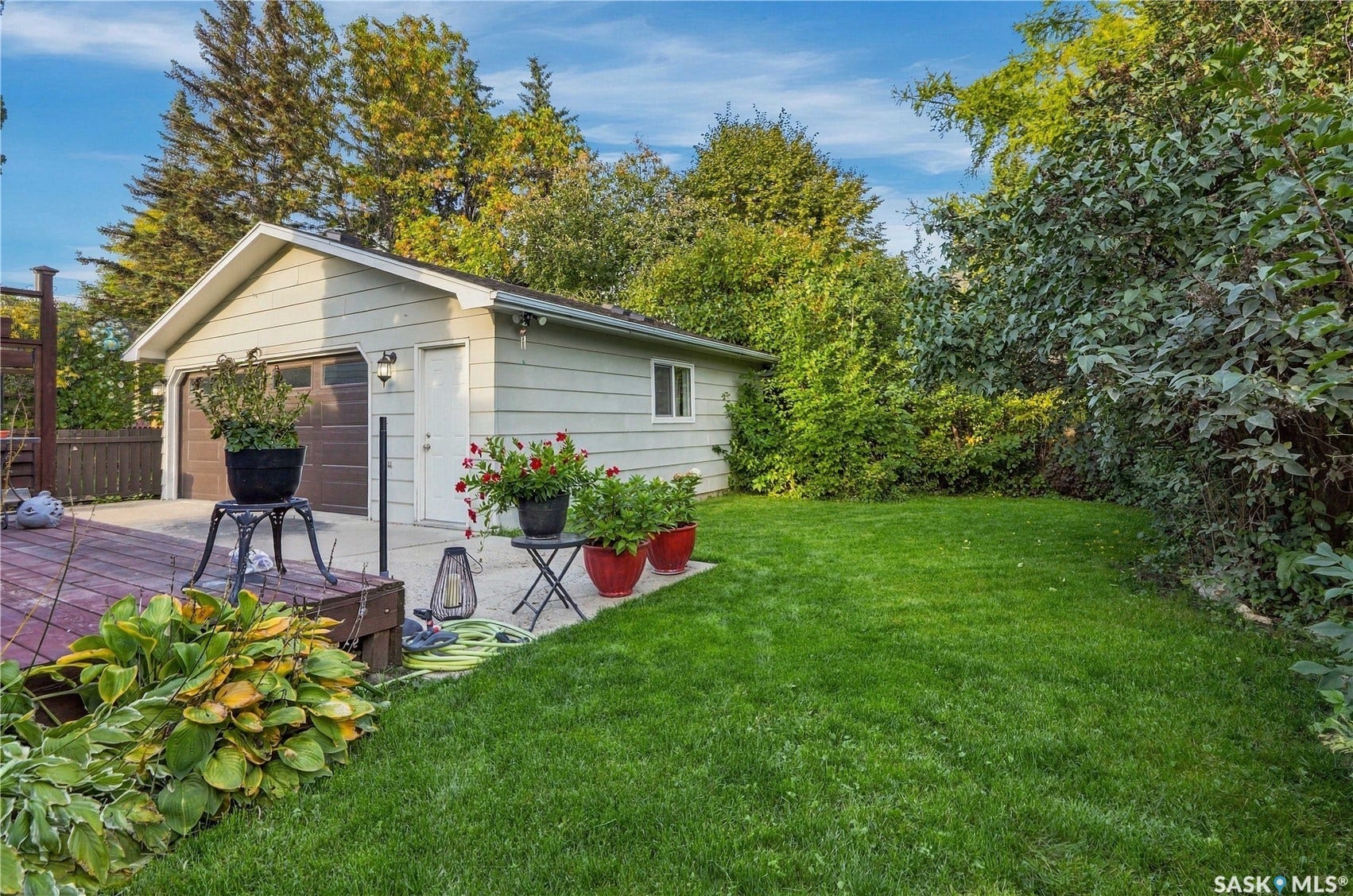 Mature trees and perennials