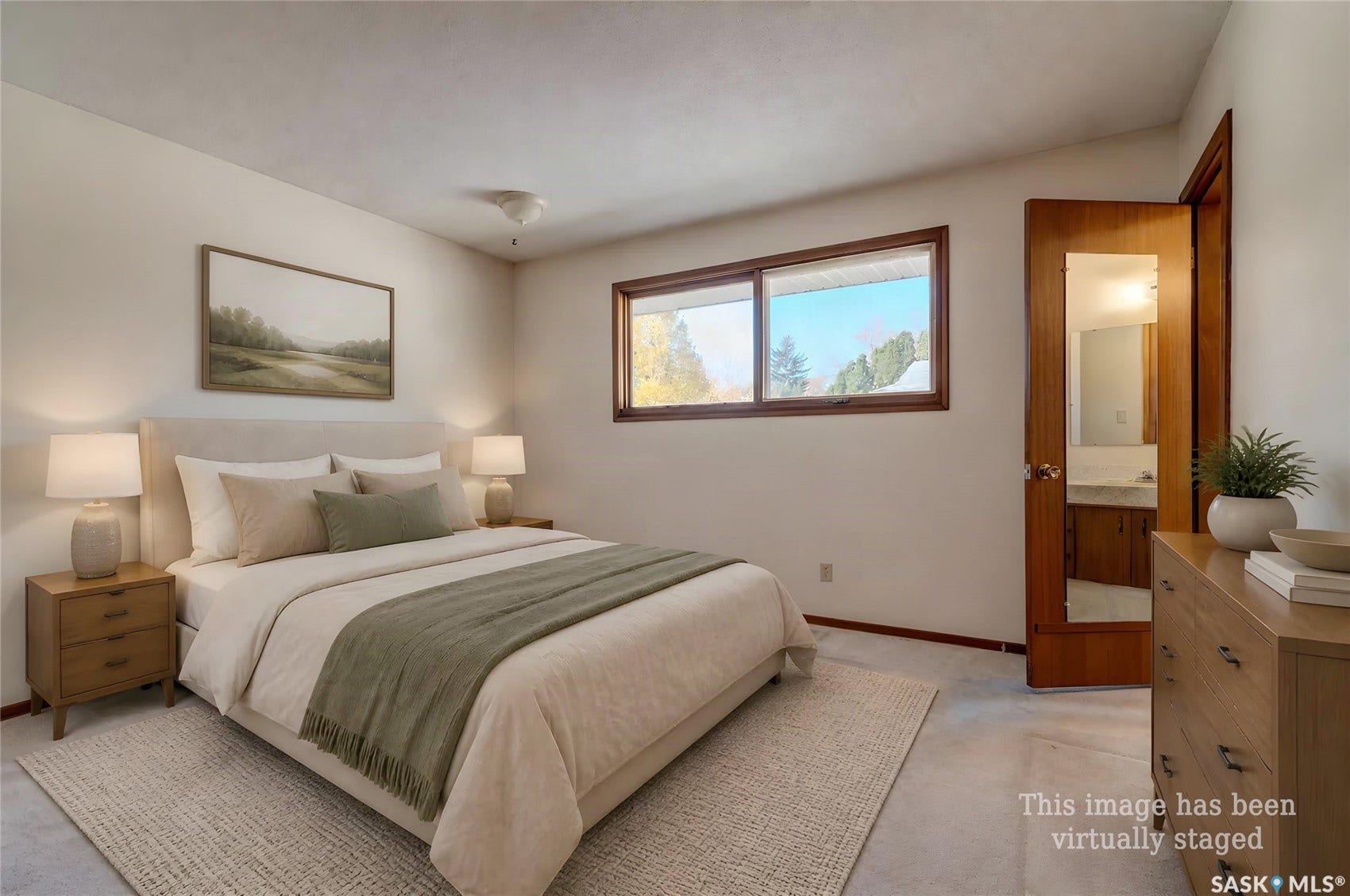 Hardwood window trim framing outdoor scenery