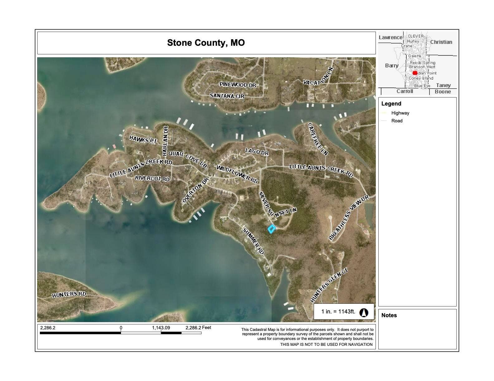 Lot 187 Silver Sunset Lane, Kimberling City, MO 65686 GIS Map Expanded