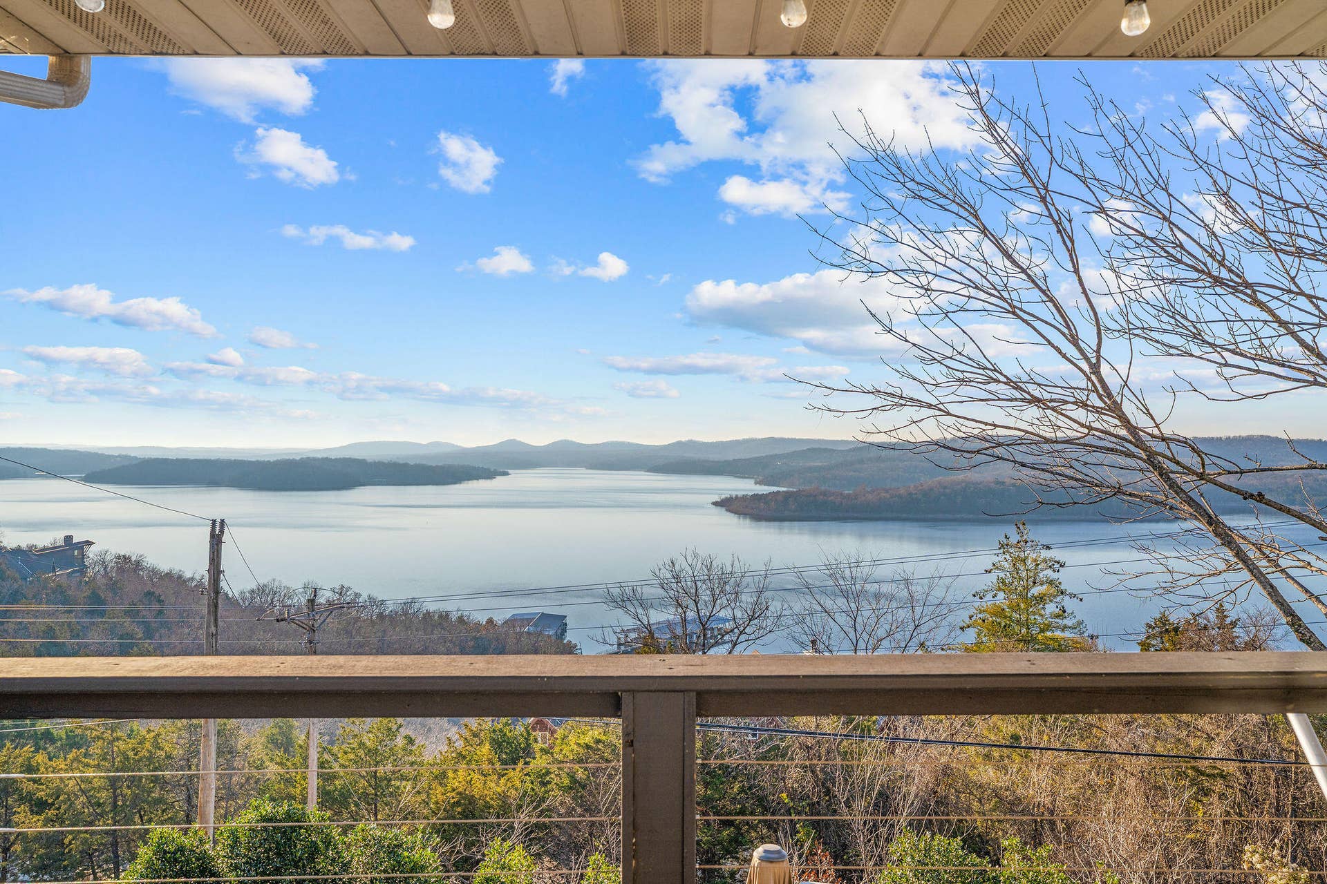 Covered porch with lake view