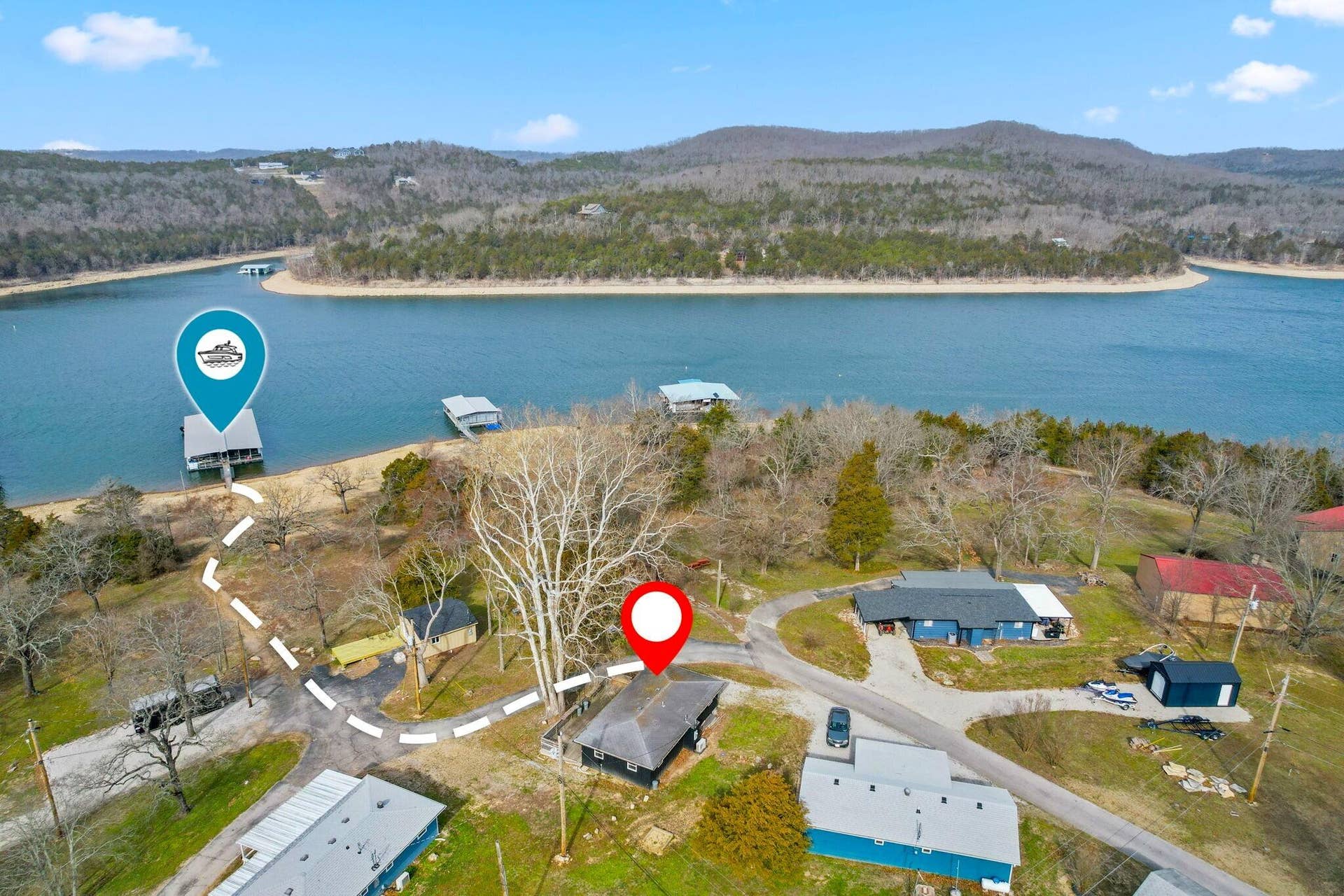 98 Holiday Hideaway Court, #1 & 2, Kimberling City, MO 65686 Cabin to Dock
