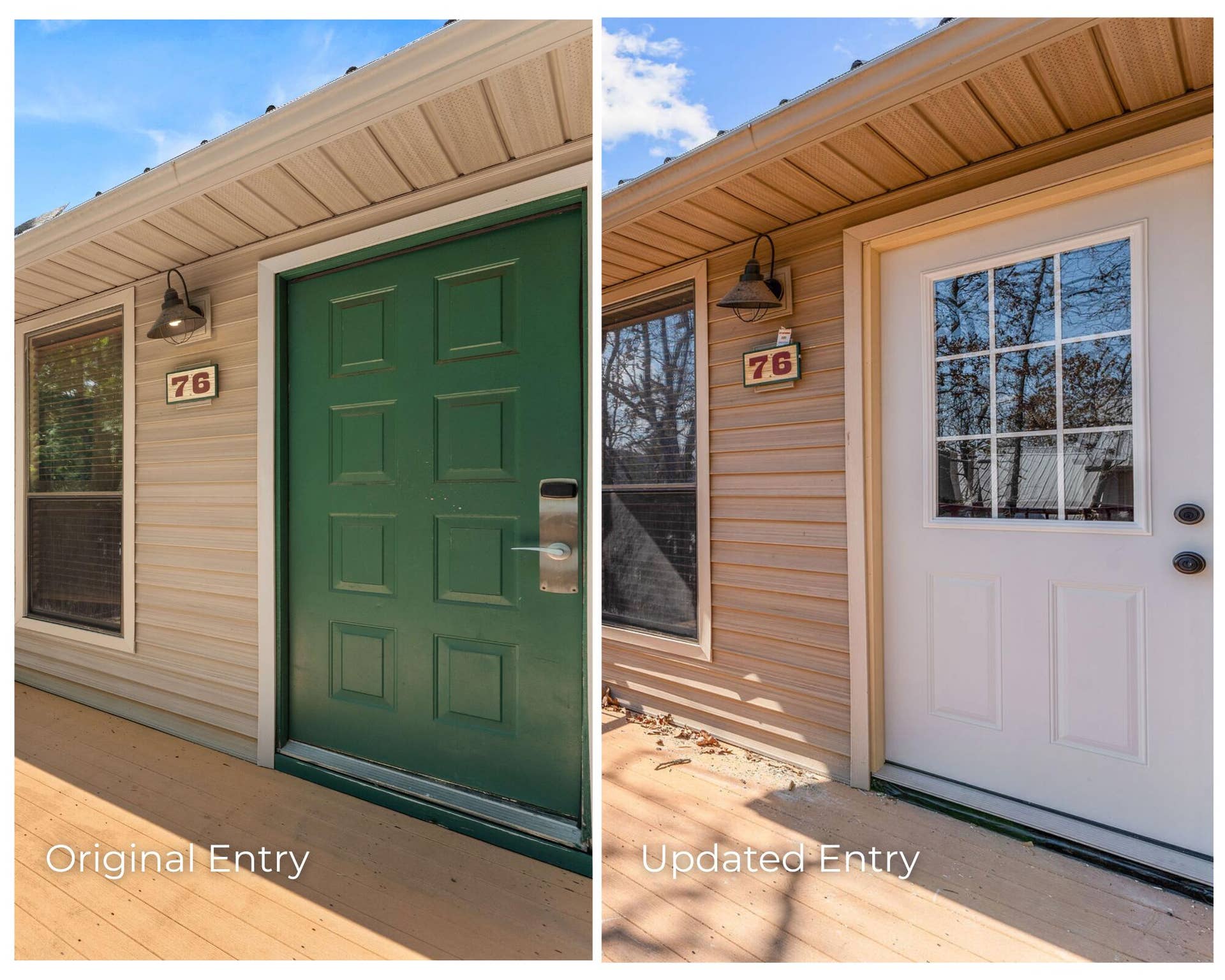 68 Rasso Way, #74, Kimberling City, MO 65686 Before and After of the Entry